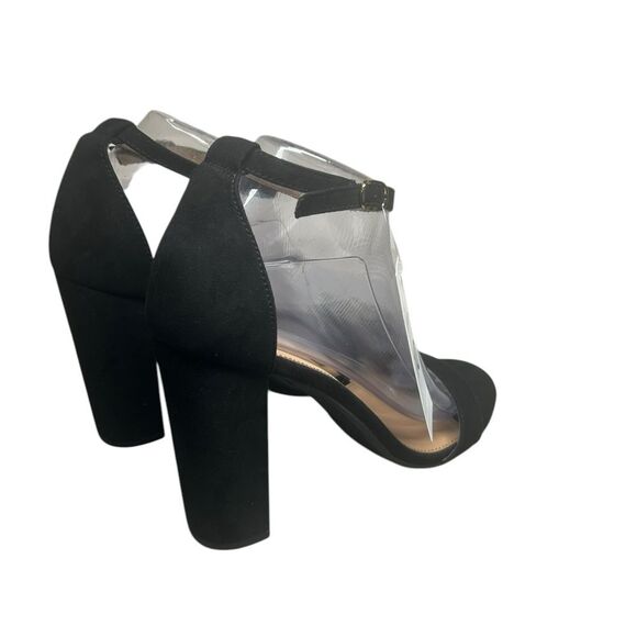 Merona Block Heel Sandals Ankle Strap Open Toe Heels Black Women's 10 Goth Event - Picture 7 of 11